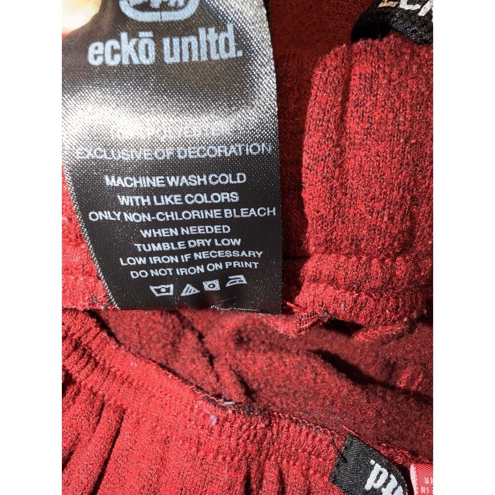 Ecko Unltd Men's M Red Fleece Joggers Sweatpants Big Logo Rhino Graphic 90s Y2K - Picture 4 of 5